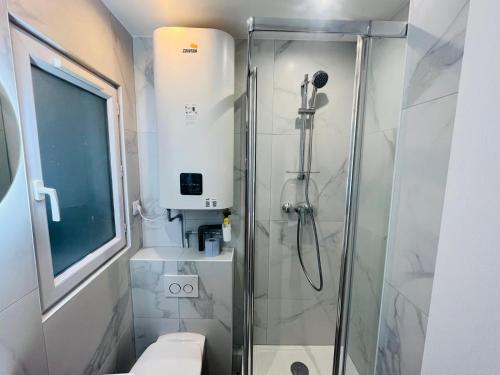 une salle de bain avec douche et toilettes dans l'établissement Studio Heliopolis - Best Location, à Paris