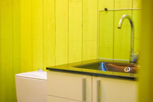 une salle de bain avec un lavabo et des toilettes dans l'établissement charmante maisonnette proche chenal - 5 personnes, à Les Sables-dʼOlonne