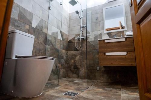 Koupelna v ubytování Pensiunea de Subcarpati