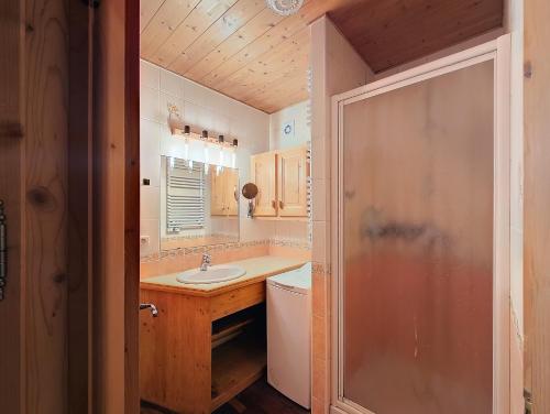 une salle de bain avec un lavabo et une douche dans l'établissement Le cosy refuge, à Chamonix-Mont-Blanc