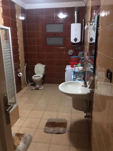 a bathroom with a sink and a toilet at cozy penthouse in New Cairo in Kharga
