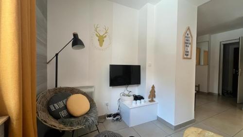 Televisyen dan/atau pusat hiburan di Jaune Génépi - 4 personnes - 49m2 et 17m2 terrasse