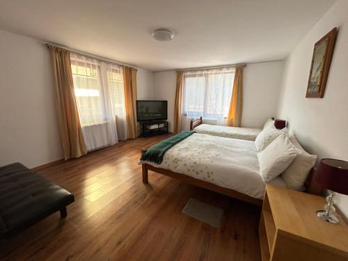 a bedroom with a bed and a television in it at Cabana Sweetlife in Rimetea