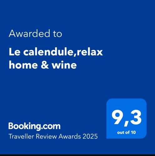 Сертификат, награда, вывеска или другой документ, выставленный в Le calendule,relax home & wine