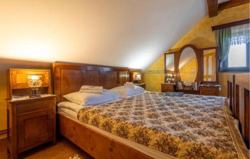 a bedroom with a large bed and a television at 2 Bedroom Amazing Home In Draz in Draž