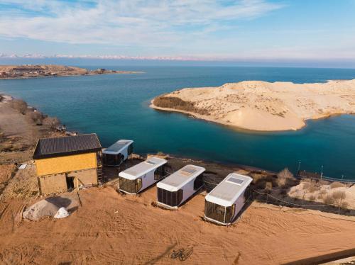 an aerial view of a body of water at Апарт-отель Tong Marina in Tong
