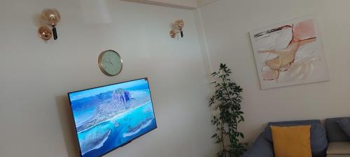 Una televisión o centro de entretenimiento en Pristine Stay Dominica