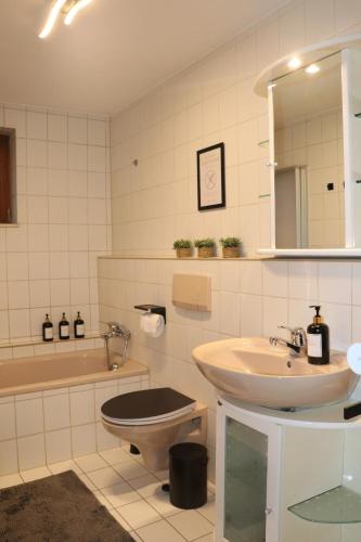 Koupelna v ubytování Ruhiges Apartment, Parkmöglichkeit, 3-Zimmer