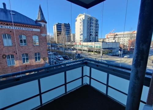 a view from the balcony of a building at Style in Center by AinaBnB in Vaasa