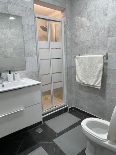 a bathroom with a toilet and a sink and a shower at Sony Apartments in Lisbon