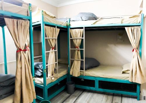 a group of bunk beds in a room at Jungle by sturmfrei Jaipur in Jaipur