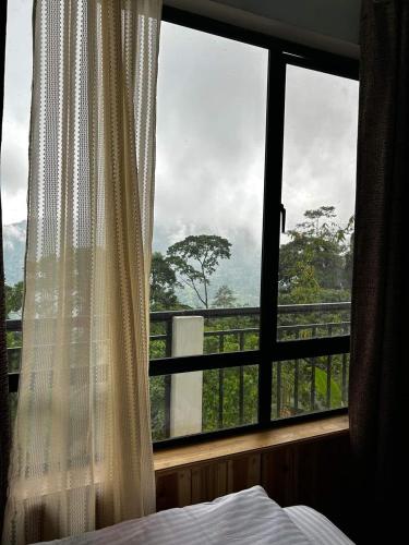 a bedroom with a window with a view of a tree at Samabeong Homestay Tindhurey in Lava