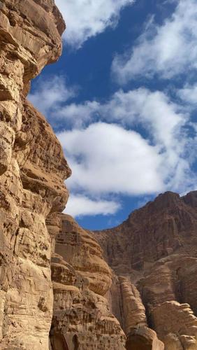 a view of a canyon in the desert at Nara Wadi RUM Camp in Wadi Rum