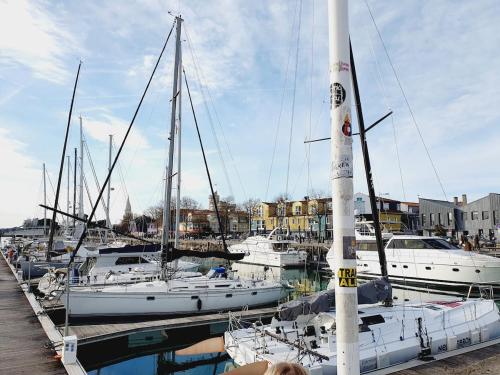 un groupe de bateaux amarrés dans un port de plaisance dans l'établissement Appartement - La Rochelle, à La Rochelle