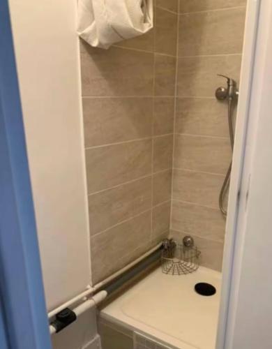 une salle de bain avec une douche avec des toilettes et un lavabo dans l'établissement Cozy Room Nearby Champs Elysées 12, à Paris