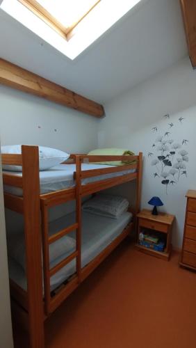 Ce dortoir comprend 2 lits superposés et une lucarne. dans l'établissement Spot évasion, à Calvisson