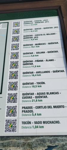 a view of the menu of the restaurant at Casa El Rincón de Trini & Jose in Quéntar