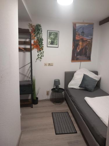 a small room with a bed and a ladder at Altstadt Oase Bernkastel-kues in Bernkastel-Kues