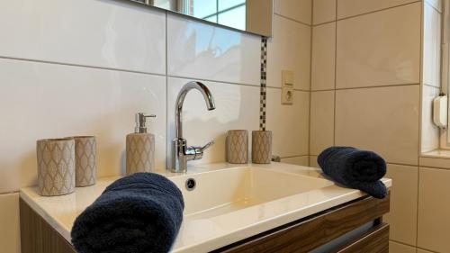 Ένα μπάνιο στο Ferienhaus Maare & Meer mit Sauna Neßmersiel