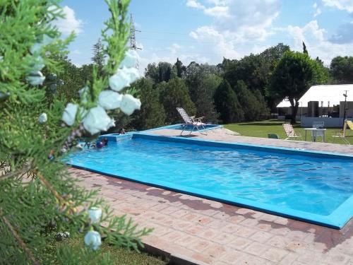 a swimming pool with two chairs in a yard at La Matilde in Villa Ciudad de America