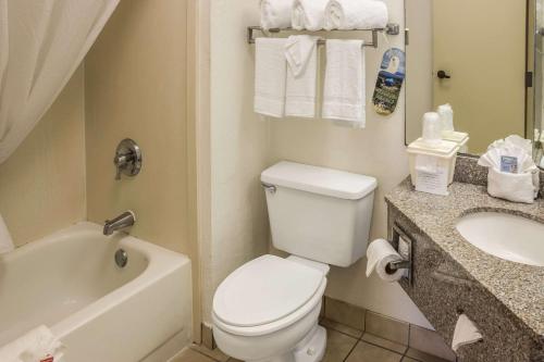 a bathroom with a white toilet and a sink at Econo Lodge in Palm Coast
