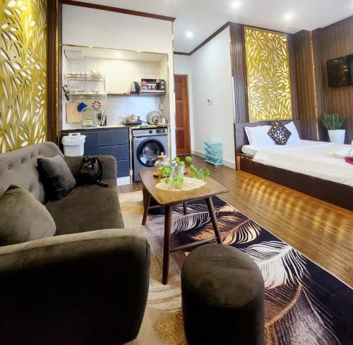 Kuchyň nebo kuchyňský kout v ubytování HA Hotel & Apartment