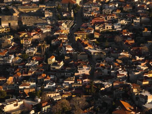 an aerial view of a city at Eliathos Hillside Retreat in Archanes