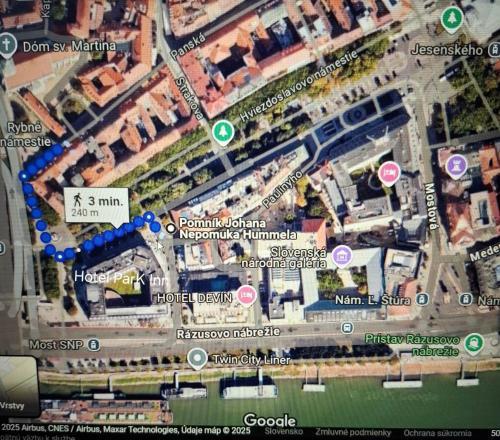 a close up of a map of a city at Apartment Old Centre Antik - Panska in Bratislava