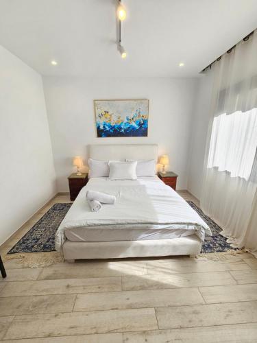 Katil atau katil-katil dalam bilik di Stylish luxe house with gardens in la Marsa