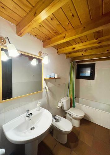 a bathroom with a sink and a toilet at Casa con vistas al valle - La Sabina in Montsonis