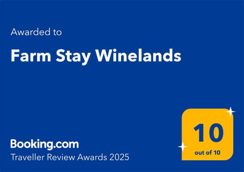 Sijil, anugerah, tanda atau dokumen lain yang dipamerkan di Farm Stay Winelands