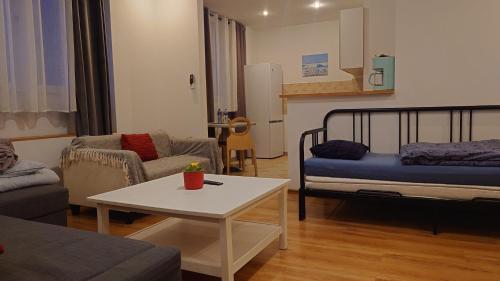 Posteľ alebo postele v izbe v ubytovaní Apartamenty nad Stonehenge
