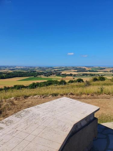 a view of a field from the top of a building at Le Bleu d 'Audinghen in Audinghen