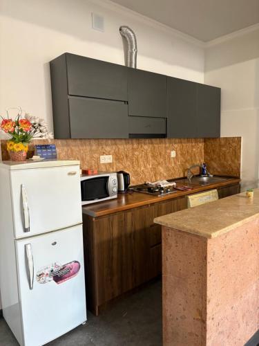 a kitchen with a white refrigerator and a counter at Old Byurakan Gouest House in Byurakan