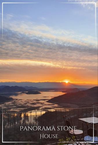 a view of the sunset from a panoramic store house at Panorama Stone Houses - Skadar Lake in Cetinje
