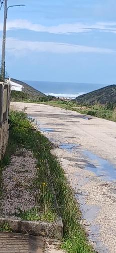 a dirt road with grass on the side of it at room in Casa VERANEAR in Aljezur
