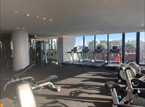 a gym with several treadmills and cardio machines at Sky One Harmony in Box Hill
