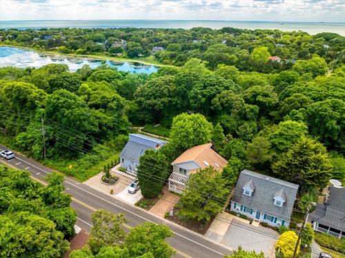 an aerial view of a house and a road at Luxurious 3BR Retreat in Serene Cape May Point in Cape May
