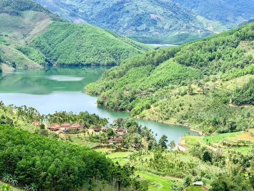 a view of a lake in the mountains at Dak Drinh Lodge in Dak Klong
