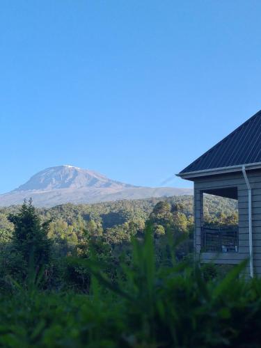 a house with a mountain in the background at Materuni Homes in Moshi