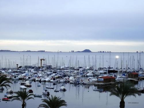 a group of boats docked in a harbor at Hotel Cristina in Los Alcázares