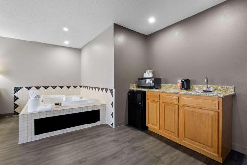 a kitchen with a sink and a counter at Quality Inn near Monument Health Rapid City Hospital in Rapid City