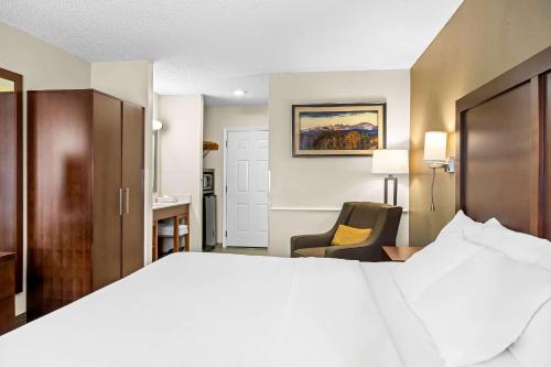 a hotel room with a bed and a chair at Comfort Inn Worland Hwy 16 to Yellowstone in Worland