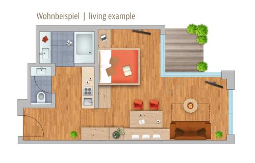 a floor plan of a living example at Chalet Fliana Deluxe in Ischgl