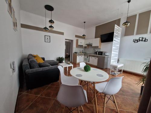 Kuchyň nebo kuchyňský kout v ubytování Rakoczi apartman 2