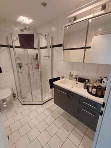 Bilik mandi di Ferienwohnung Sandra