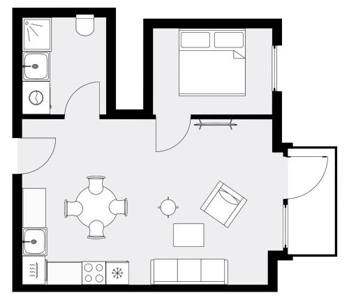 a black and white floor plan of a house at Clover House by Daniel&Jacob's in Copenhagen