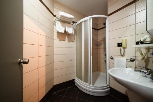 Koupelna v ubytování Polek Hotel