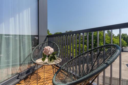 Balkón nebo terasa v ubytování Caramel apartment