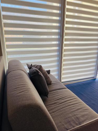 a couch with two pillows on it in a room at Dimora San Michele in Almese